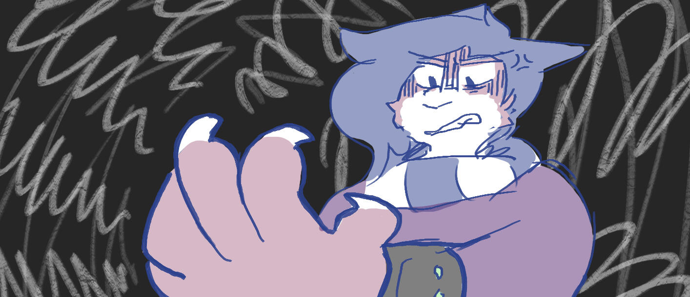 Erie, a cat person, wearing a Neosensory wristband and looking upon it in disgust.